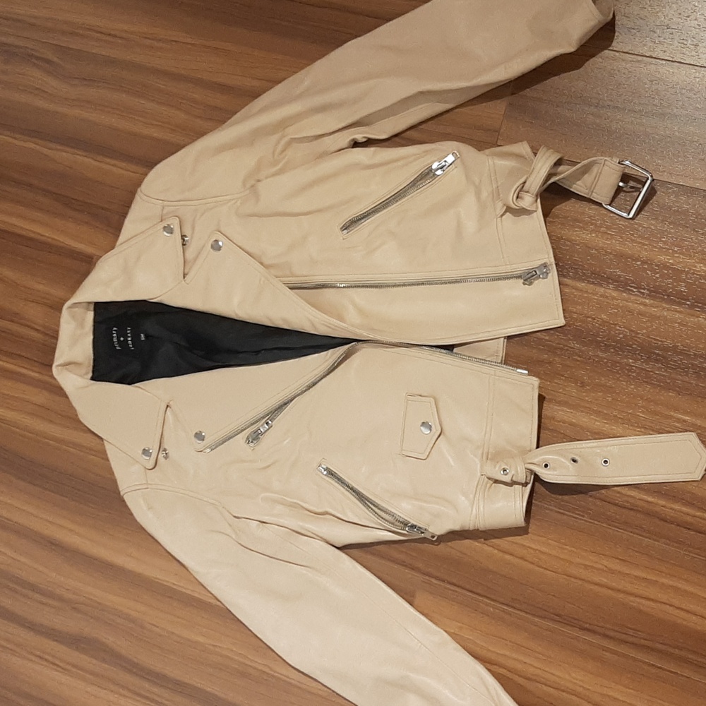 Beige leather jacket